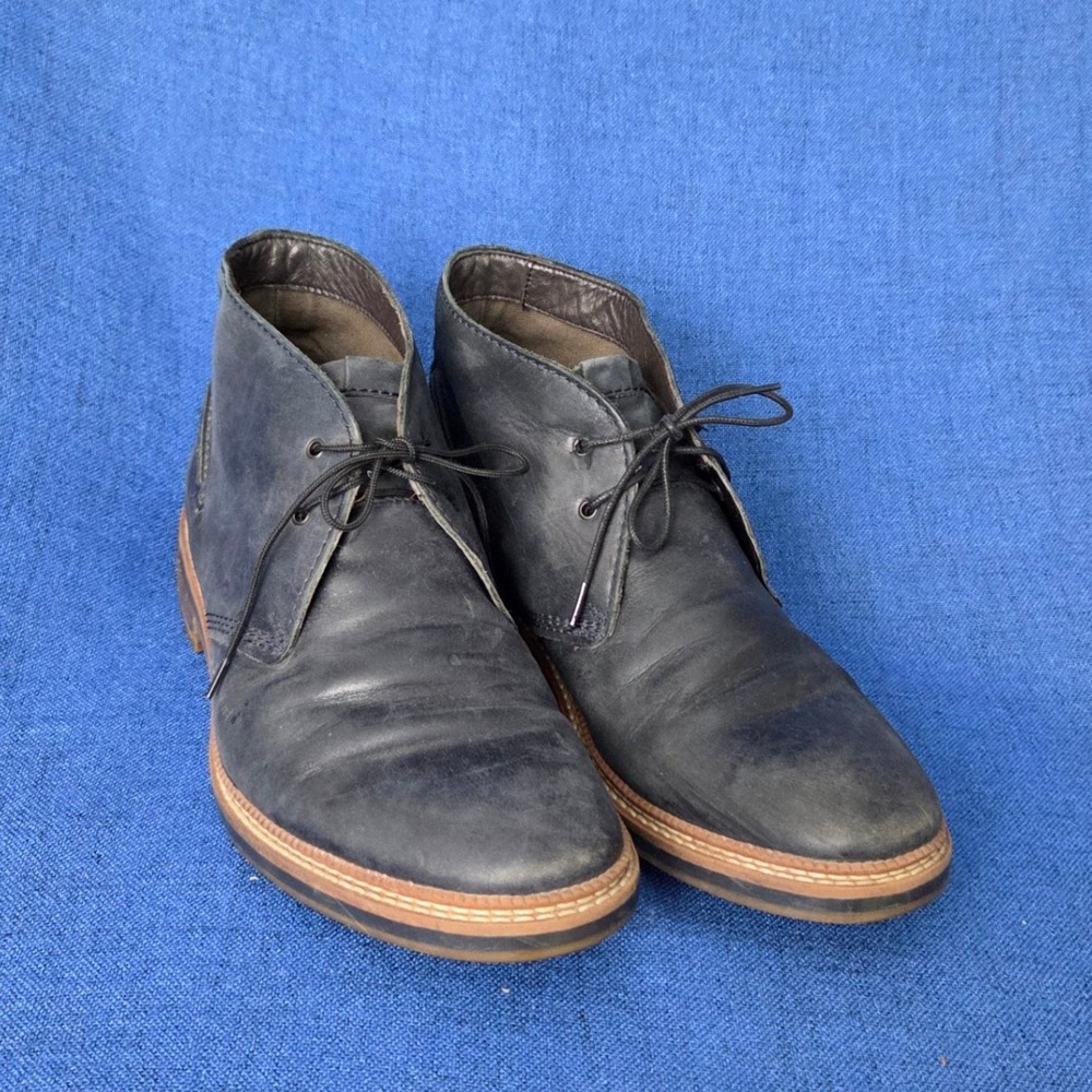 Clarks Grimsby Hi Men's Size 9.5M Navy Midnight Leather Chukka Boots 261041407
